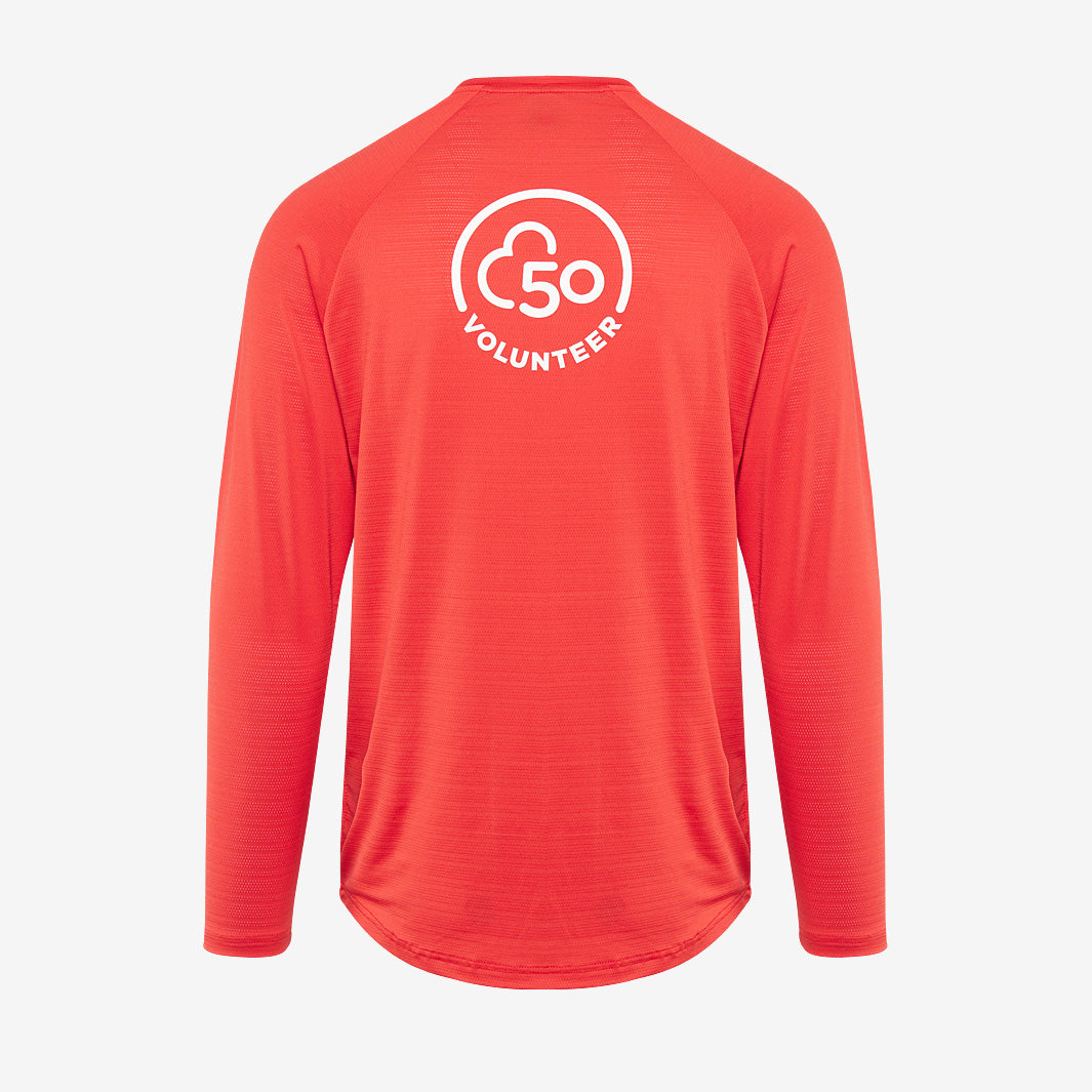 parkrun Milestone Men's Volunteer Long Sleeve Shirt 50 - Red