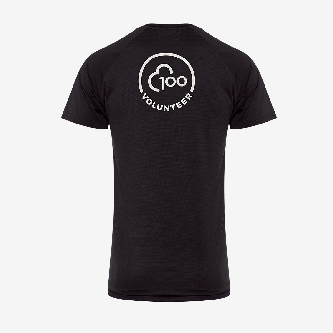 parkrun Milestone Herren-Freiwilligen-T-Shirt 100 – Schwarz