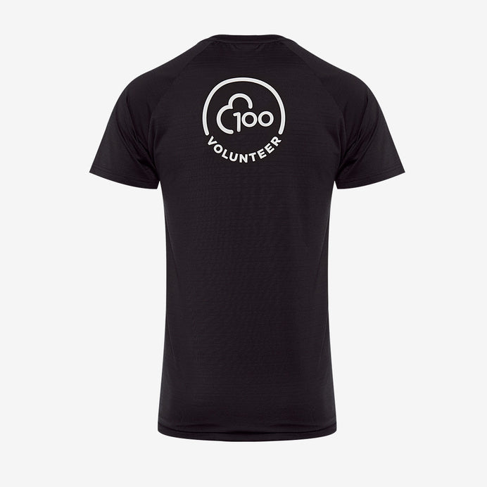 parkrun Milestone Herren-Freiwilligen-T-Shirt 100 – Schwarz