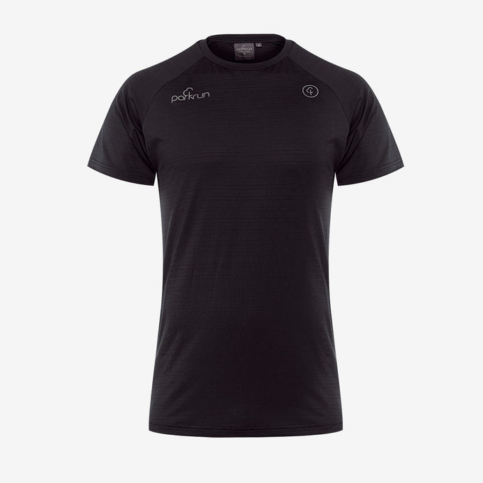 parkrun Milestone Herren-Freiwilligen-T-Shirt 100 – Schwarz