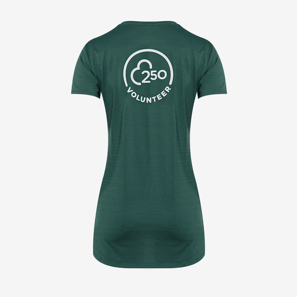 parkrun Milestone Womens Volunteer T-Shirt 250 - Green - parkrun Shop