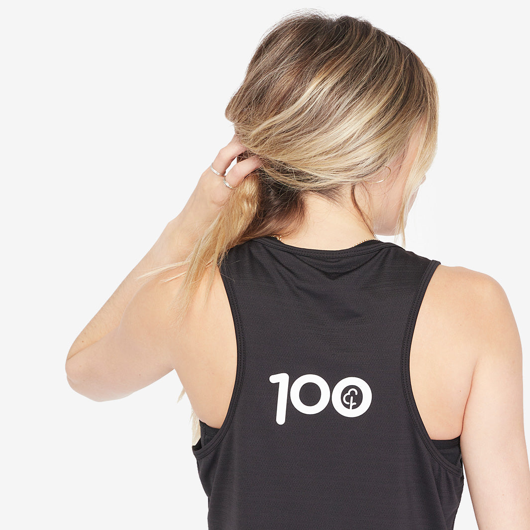 parkrun Milestone Damen-Weste 100 – Schwarz