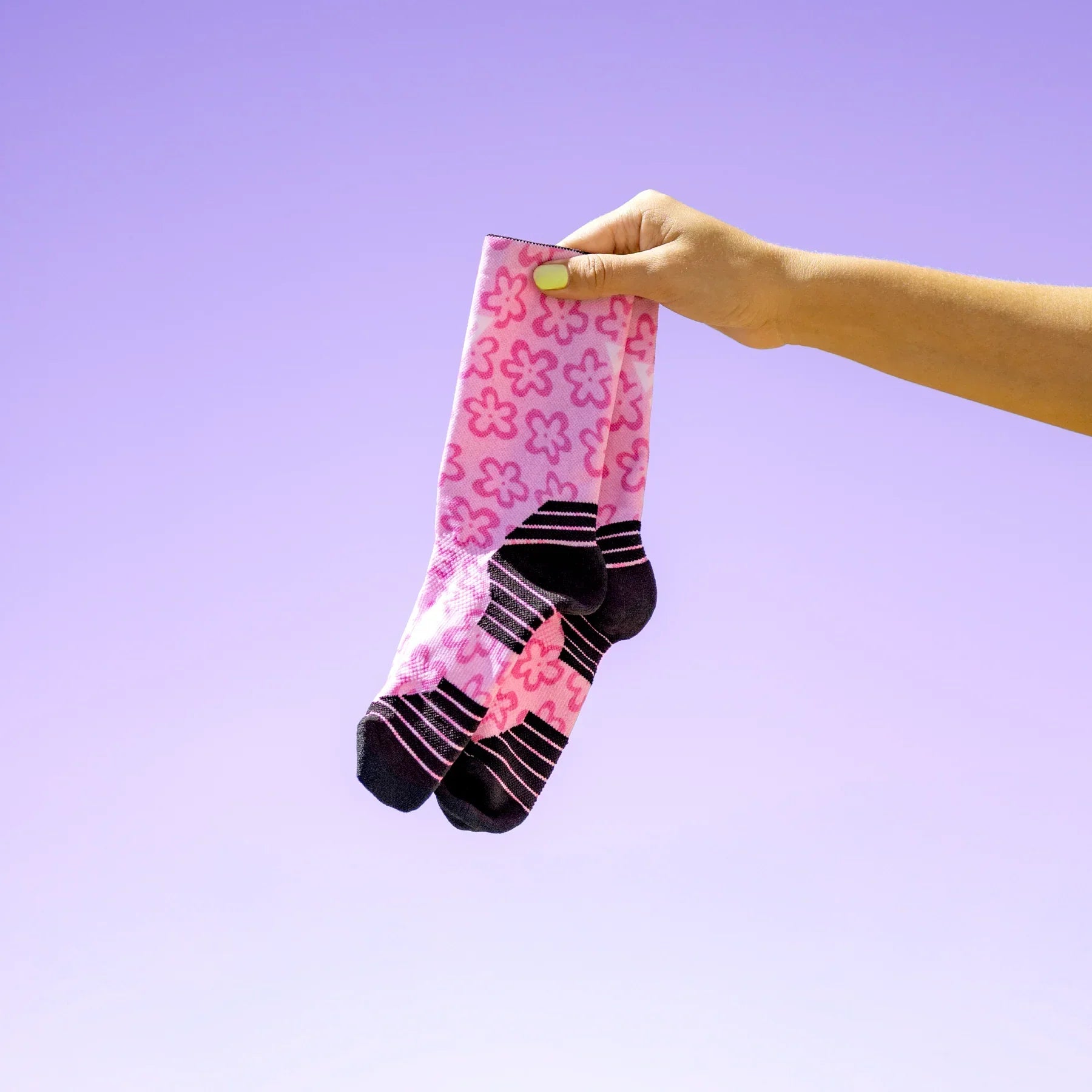 VERSUS Pink Flower Power Active Crew Socks