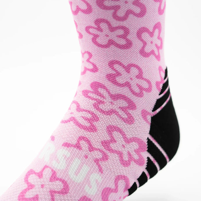 VERSUS Pink Flower Power Active Crew Socks