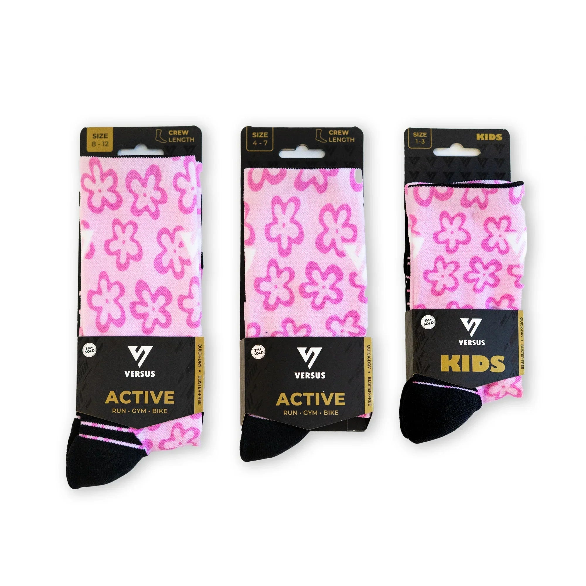 VERSUS Pink Flower Power Active Crew Socks