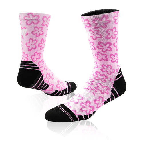 VERSUS Pink Flower Power Active Crew Socks