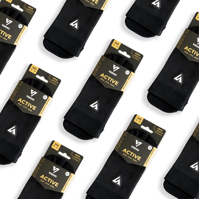 VERSUS Classic Black Active Crew Tab Socks