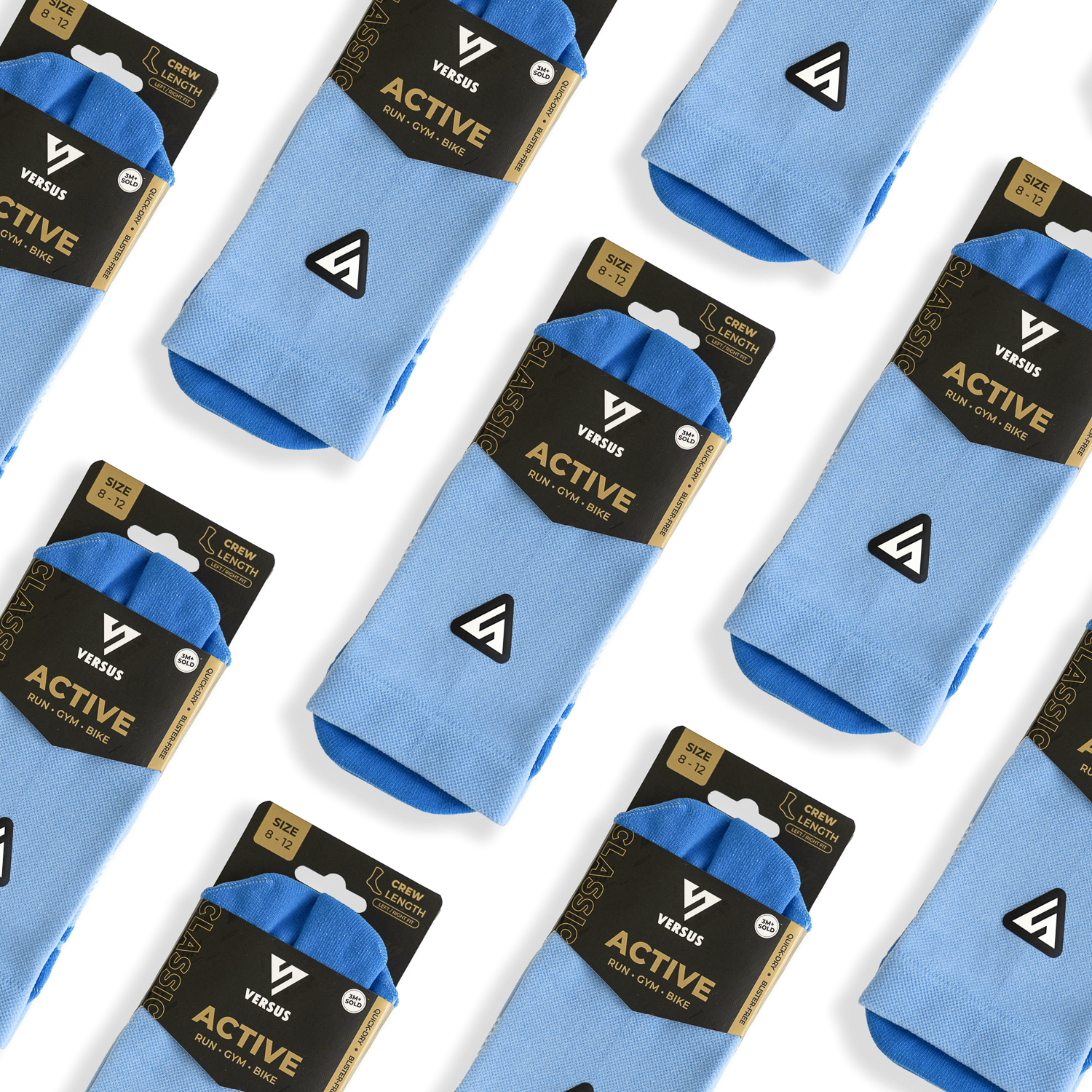 VERSUS Classic Blue Active Crew Tab Socks