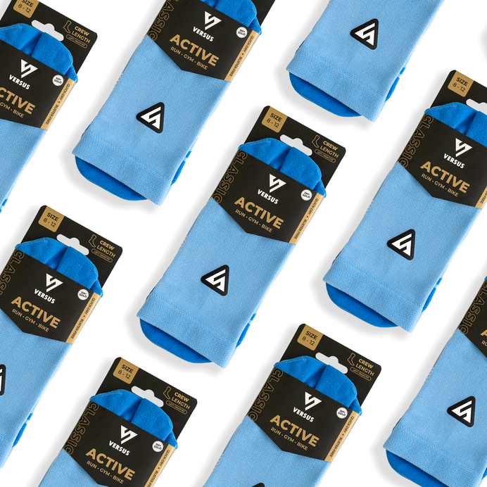VERSUS Classic Blue Active Crew Tab Socks
