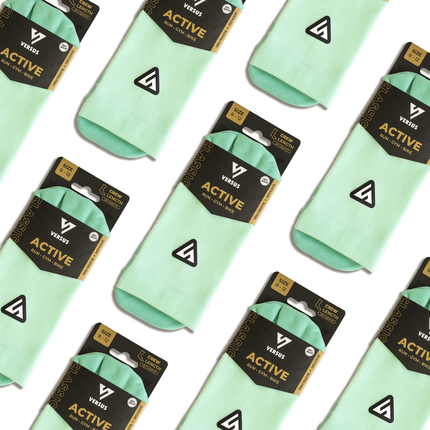VERSUS Classic Mint Active Crew Tab Socks