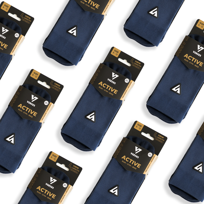 VERSUS Classic Navy Active Crew Tab Socks