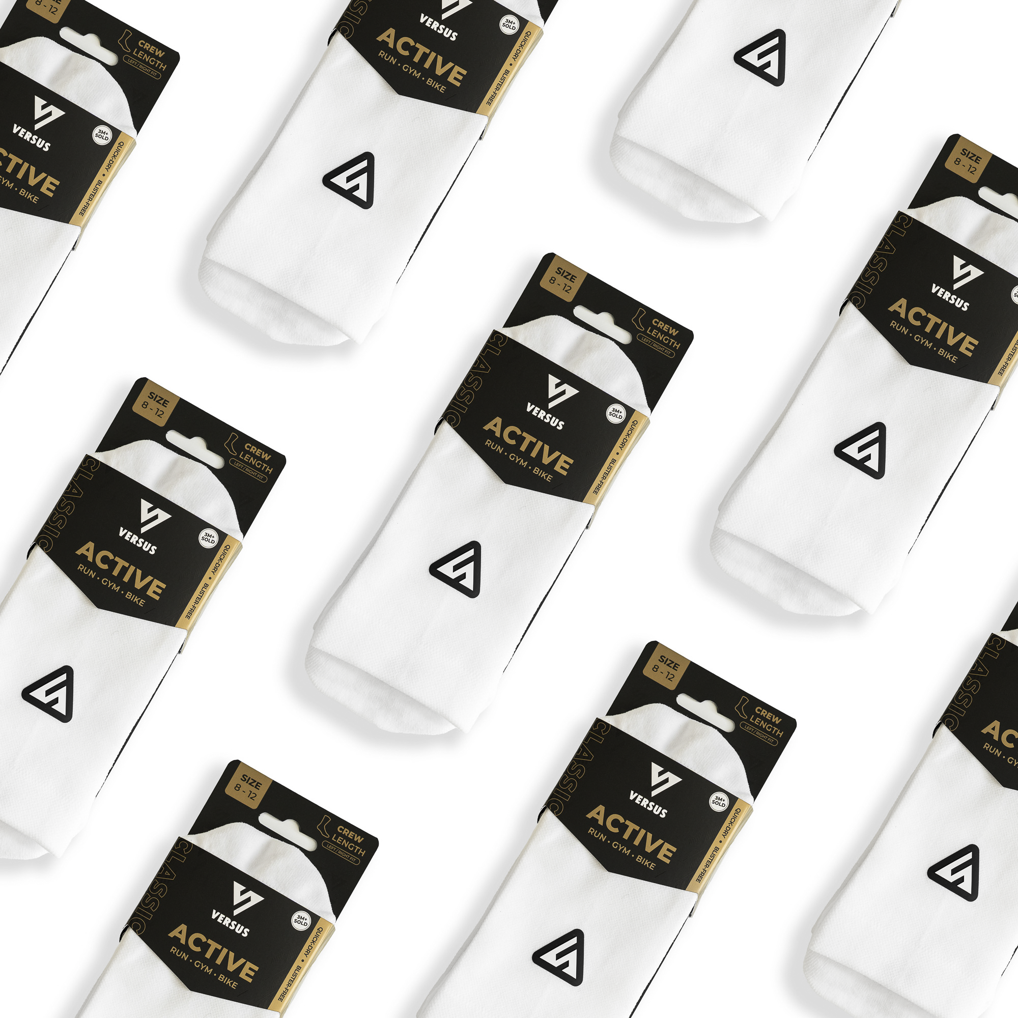 VERSUS Classic White Active Crew Tab Socks