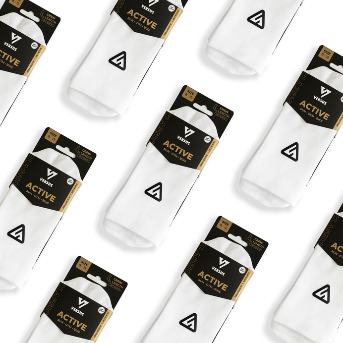 VERSUS Classic White Active Crew Tab Socks