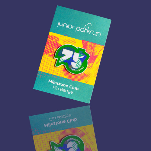junior parkrun Volunteer Milestone 75 Pin Badge