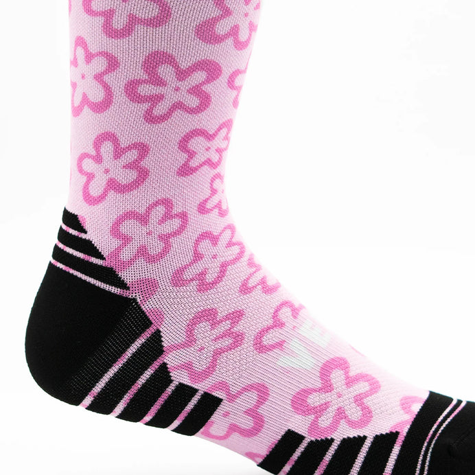 VERSUS Pink Flower Power Active Crew Socks