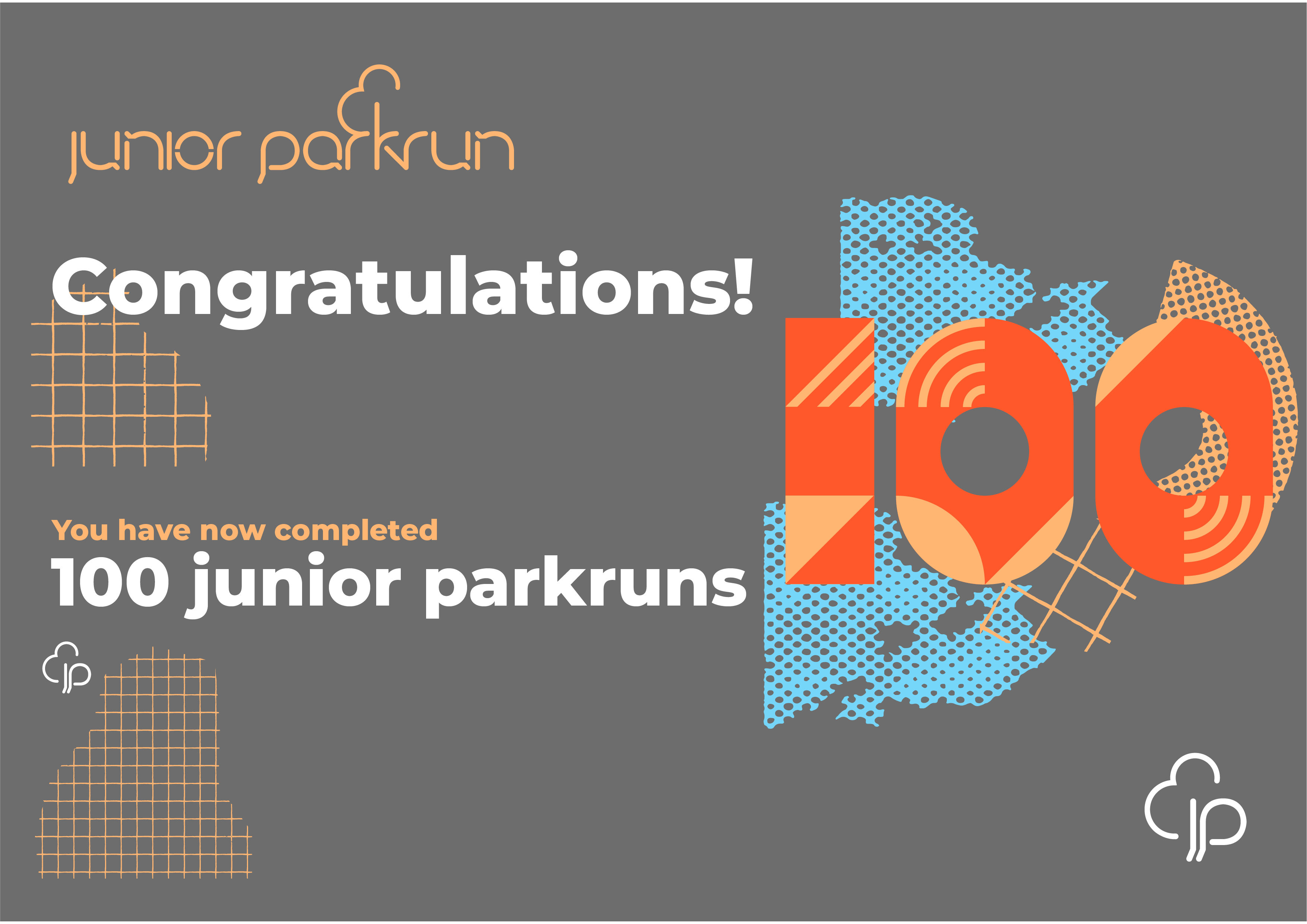 junior parkrun Milestone 100 Certificate