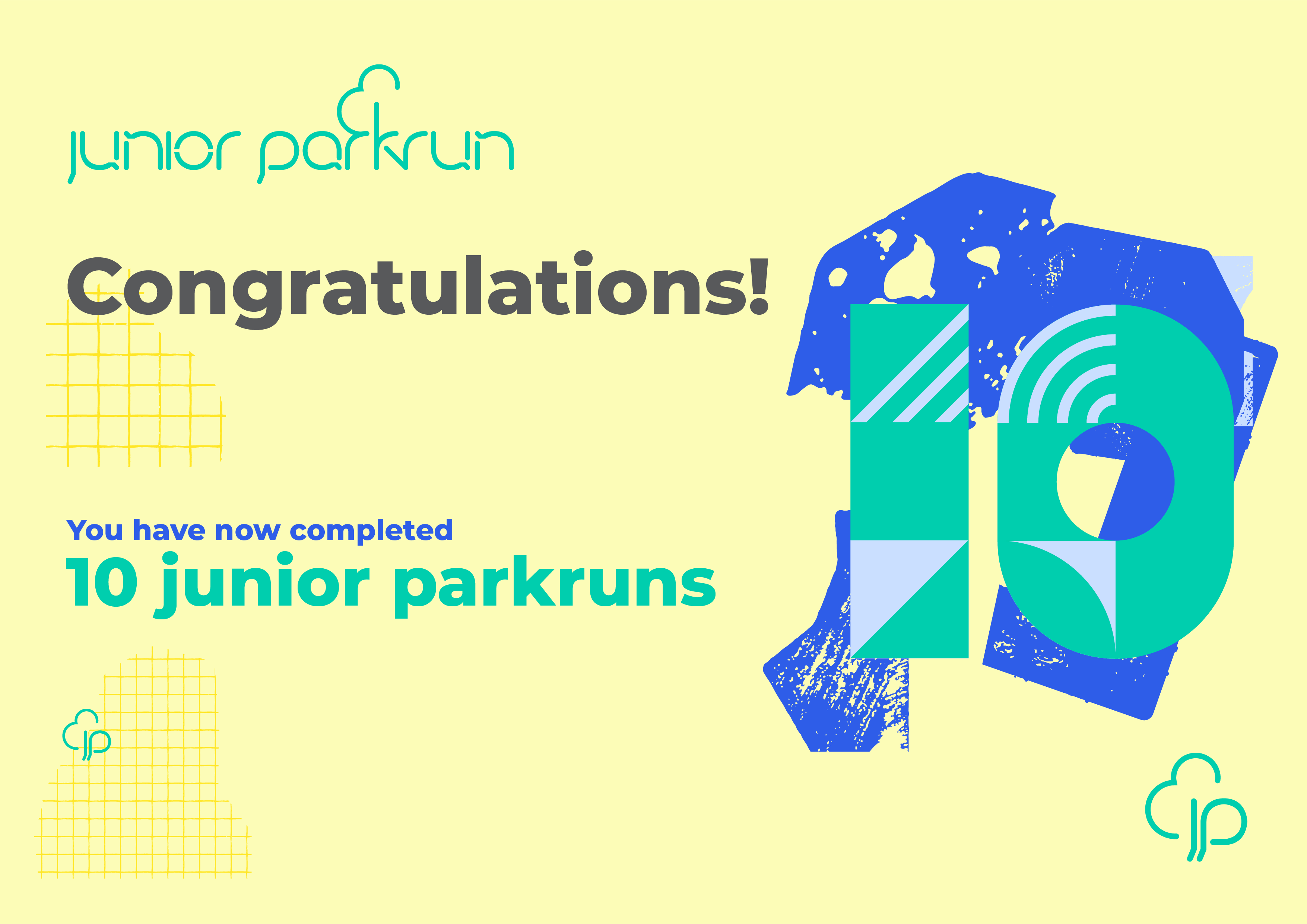 junior parkrun Milestone 10 Certificate