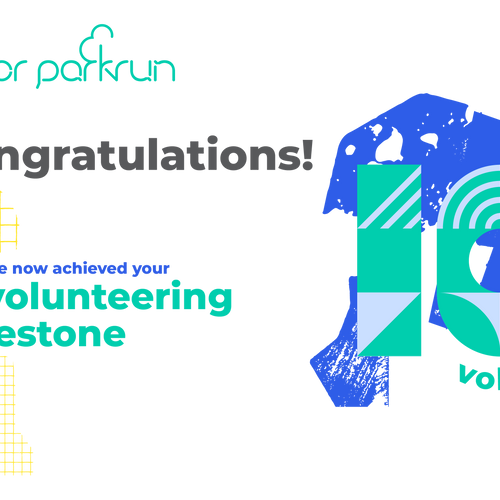junior parkrun-Freiwilligen-Meilenstein-10-Zertifikat