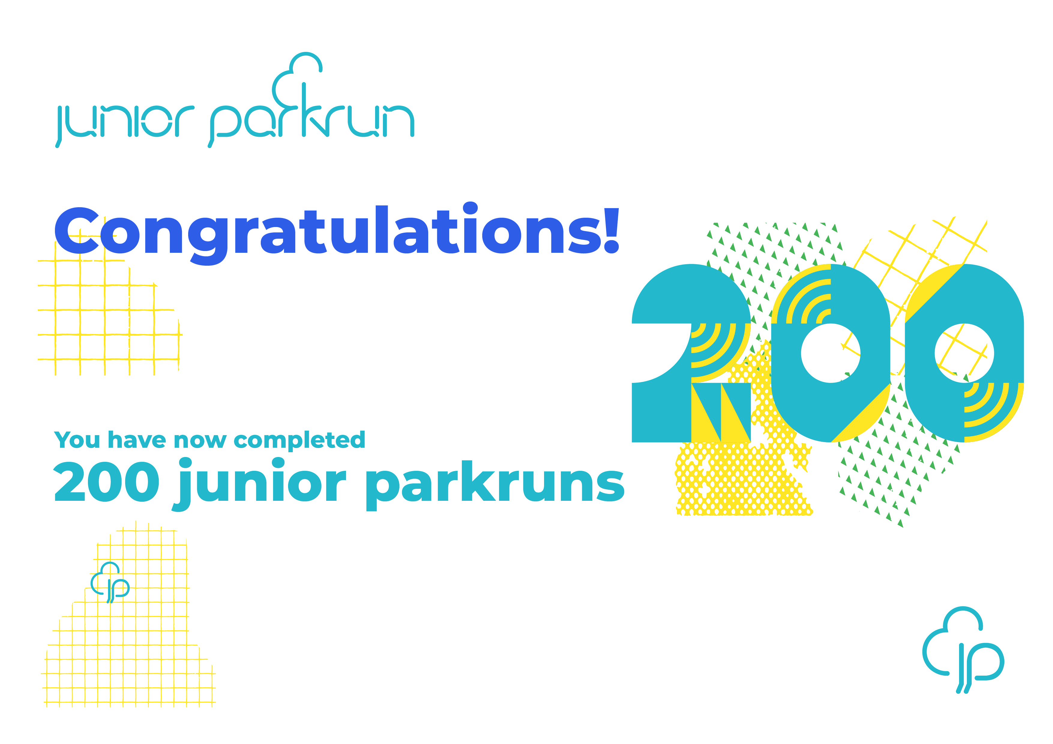 junior parkrun Milestone 200 Certificate