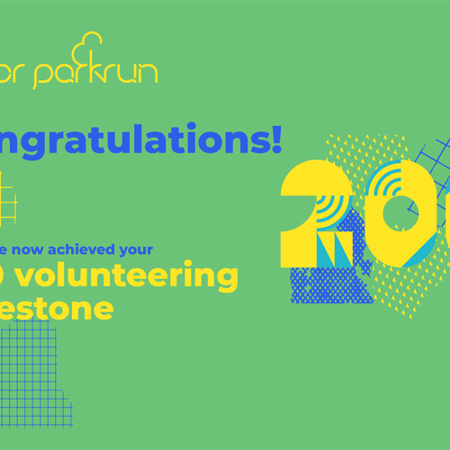 Zertifikat „Meilenstein 200“ für Freiwillige beim Junior parkrun