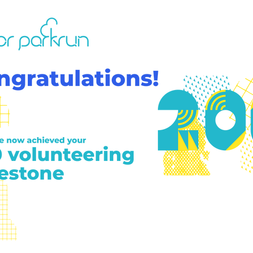 Zertifikat „Meilenstein 200“ für Freiwillige beim Junior parkrun