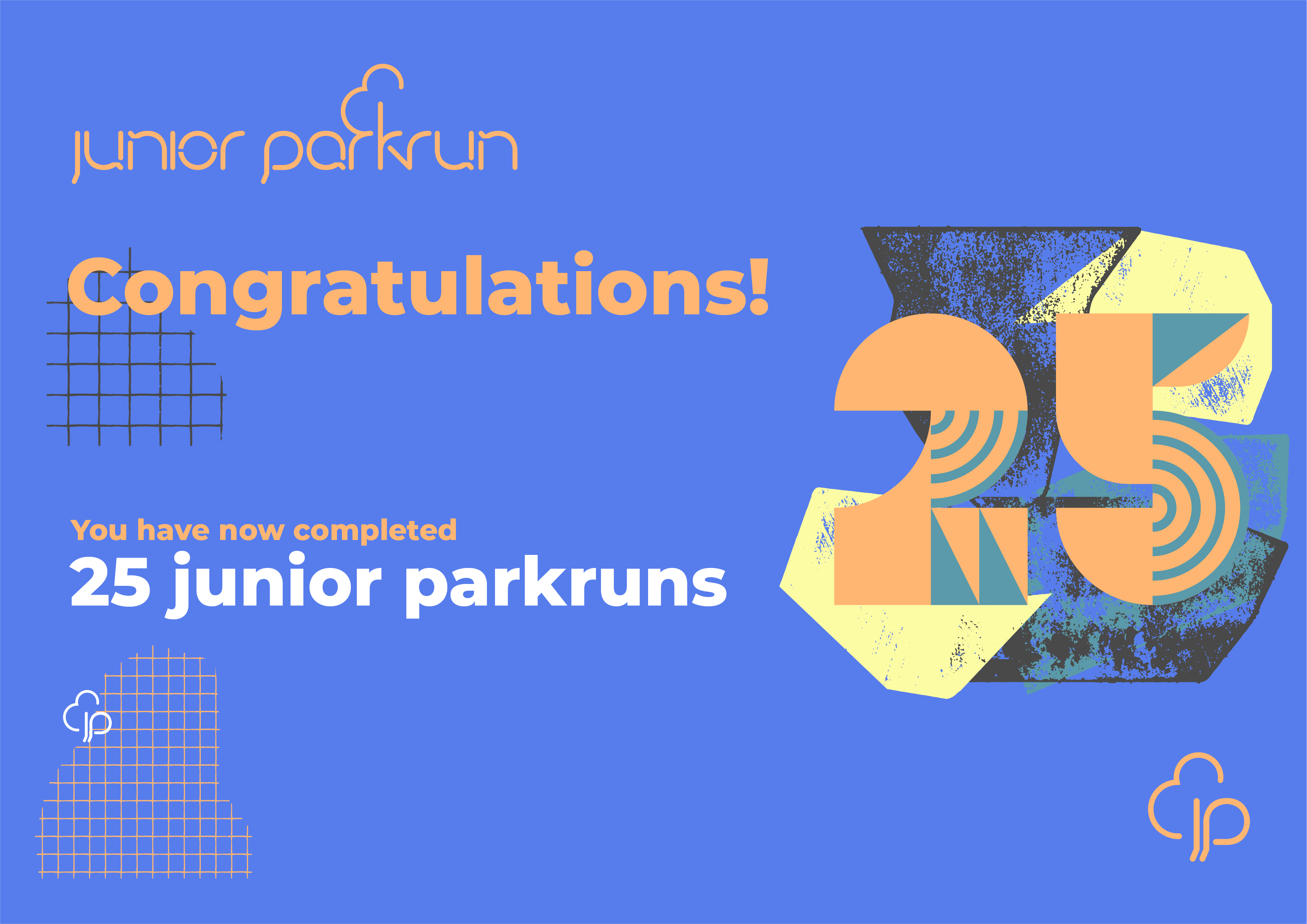 junior parkrun Milestone 25 Certificate