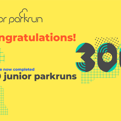 junior parkrun Meilenstein 300-Urkunde