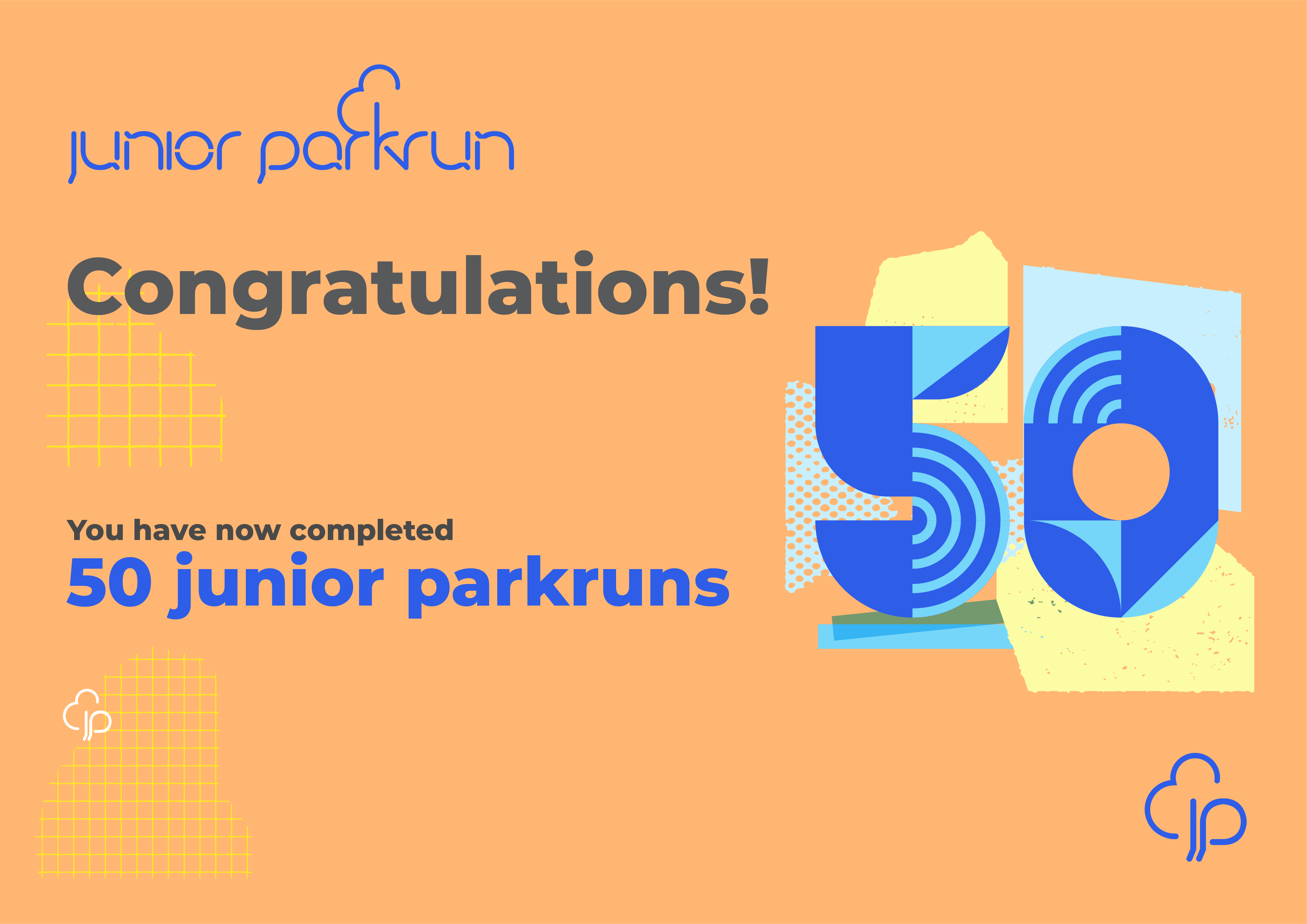 junior parkrun Milestone 50 Certificate