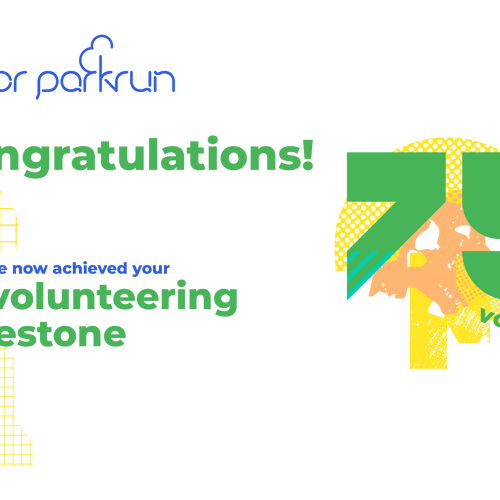 junior parkrun-Ehrenamtler: Urkunde für den Meilenstein 75