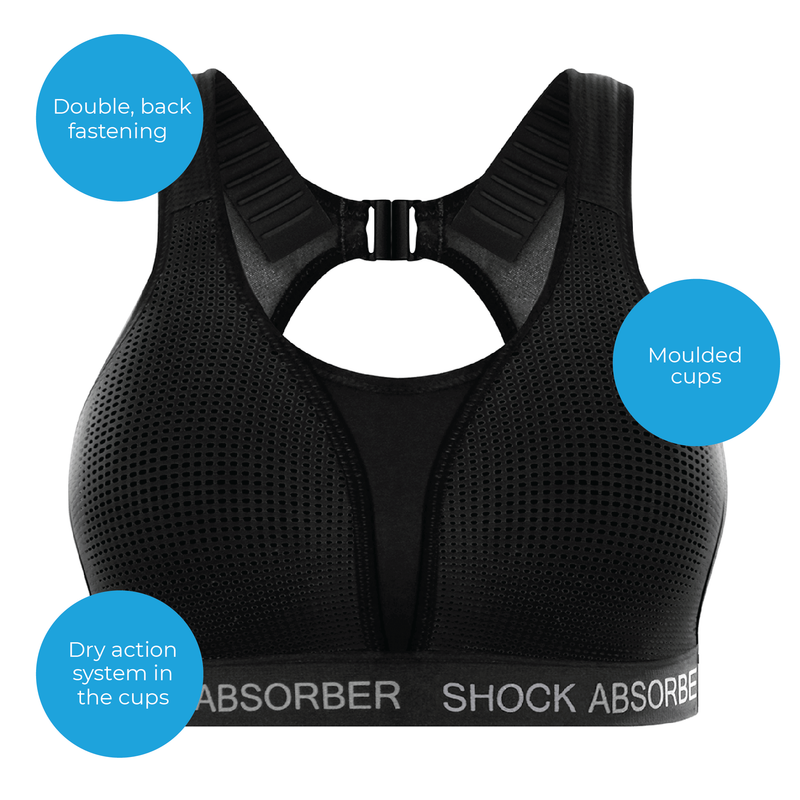 Shock Absorber Padded Run Bra Black Silver parkrun Shop