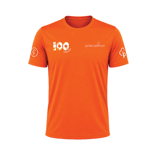junior parkrun Freiwilligen-Meilenstein-100-T-Shirt
