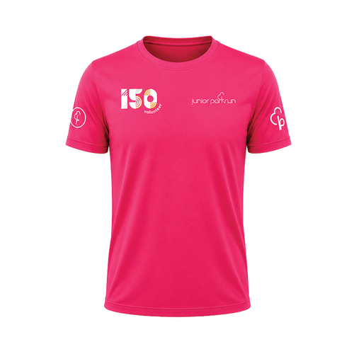 junior parkrun Freiwilligen-Meilenstein-150-T-Shirt