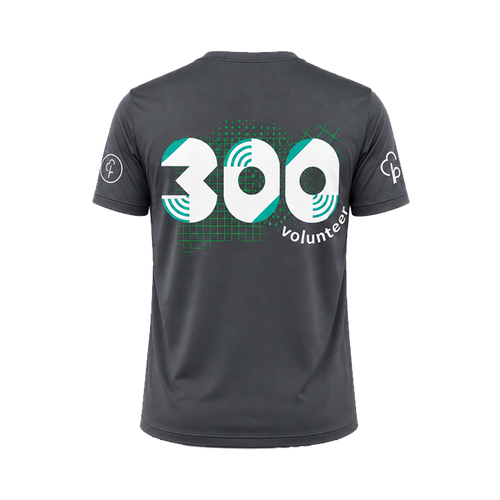 junior parkrun Freiwilligen-Meilenstein-300-T-Shirt