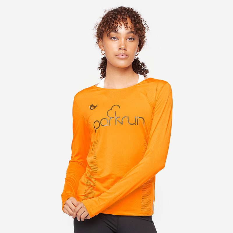 parkrun womens international longsleeve t-shirt - apricot