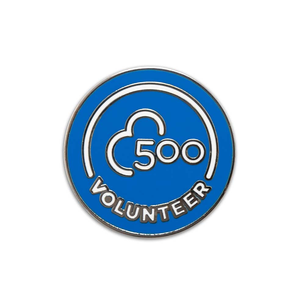 Volunteer 500 Pin Badge